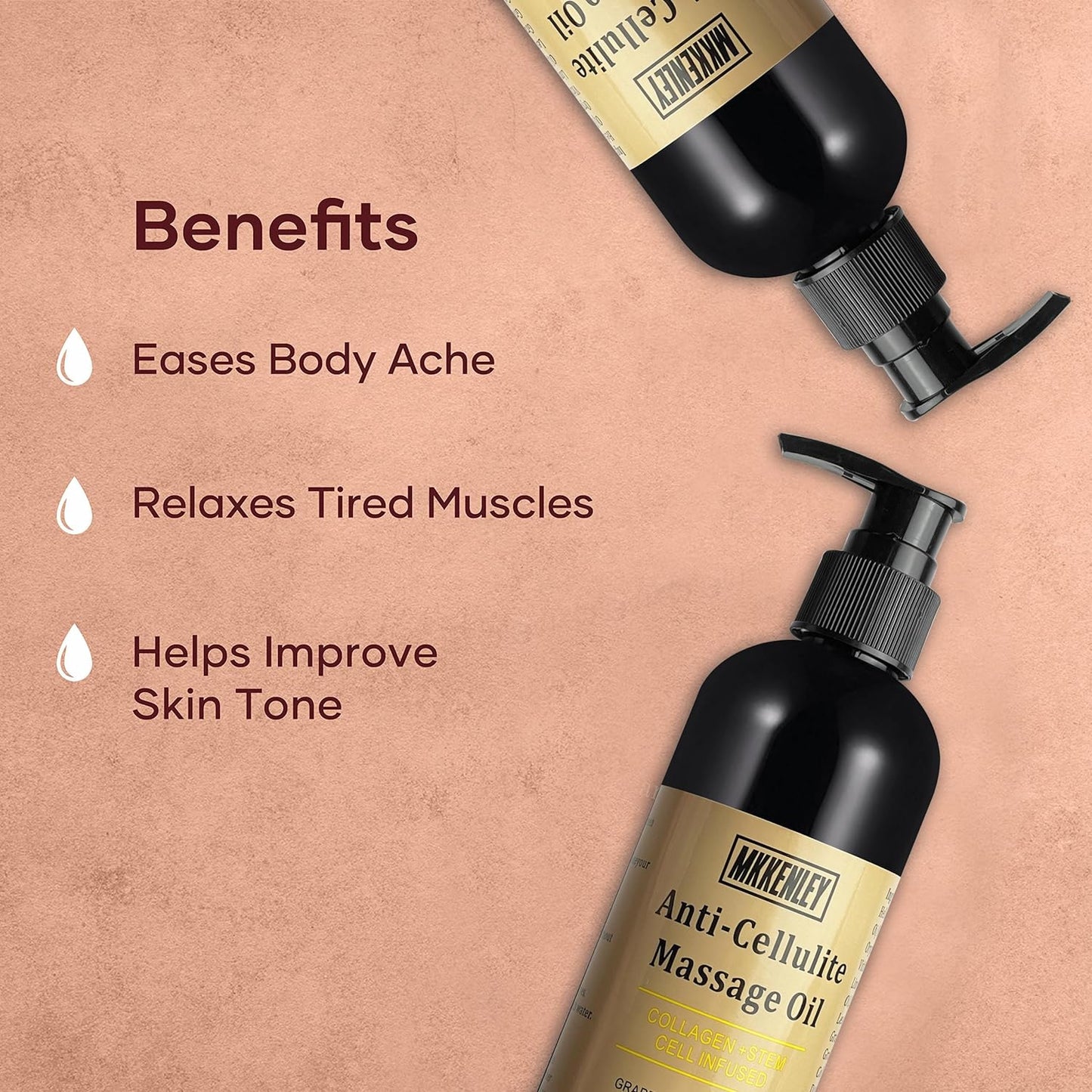 2 PACK - BEST Anti-Cellulite Massage Oil with Collagen & Stem Cells, 8 Fl Oz